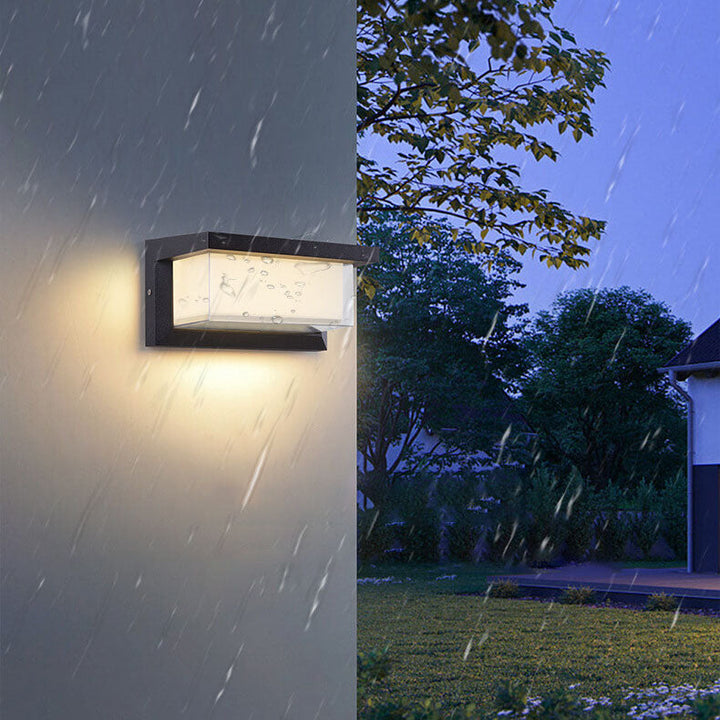 Moderne minimalistiske solrektangel PC LED utendørs vegglampe for utendørs patio | Skanto