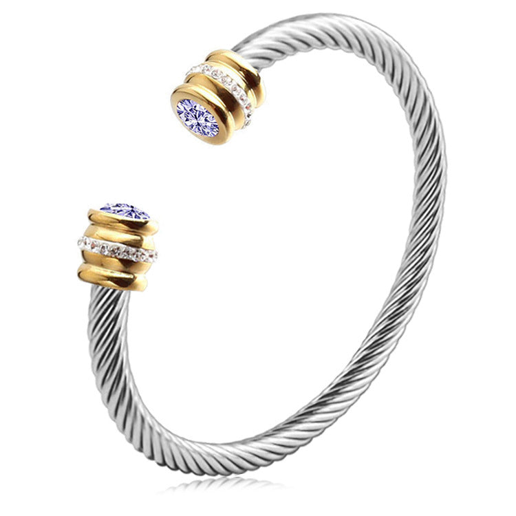 Skanto | Personlig Tilpasset Fødselsstein Ends Twist Cuff Armbånd