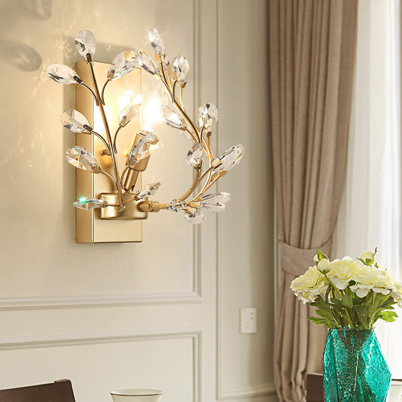 Skanto | Luminis Vegglampe | Luksus Krystall Design | Blad Motif | 1-Lyskilde & Moderne