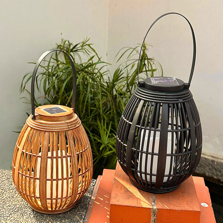 Moderne Art Deco Solrund Lantern Rattan LED Utendørs Landskapslys For Hage | Skanto