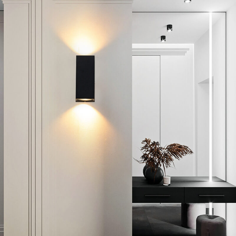 Moderne Enkle Utendørs Vannavstøtende Aluminium Glassylinder 2-Lykt Vegglampe | Skanto