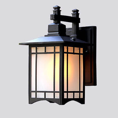 Moderne vanntette solcelle aluminiums kinesisk paviljong form 1-ledd vegglampe | Skanto