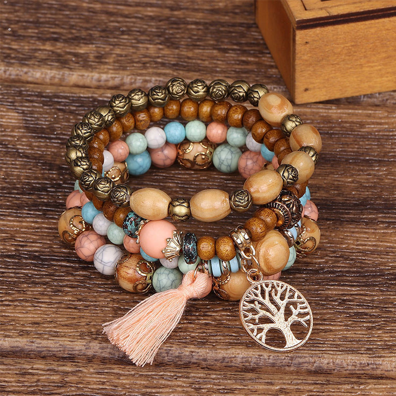 Skanto | Boho Flersjiktet Tresmykke Armbånd