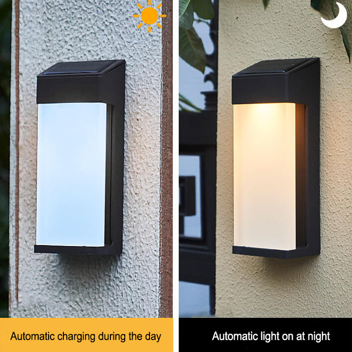 Solar Square Frosted Glass Vanntett Utendørs LED Vegglampe | Skanto