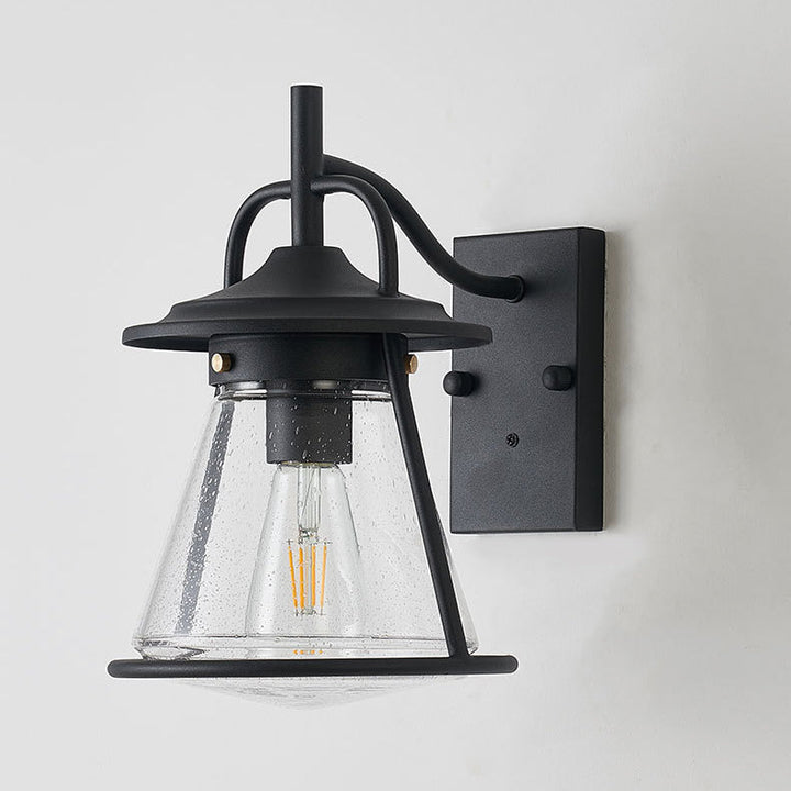 Vanntett Glass Cone Shade 1-Lys Utendørs Vegglampe | Skanto