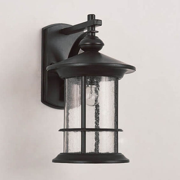 Industriell vintage vegglampe med bobleglassøyle, 1 lyskilde, vanntett, for utendørs bruk
