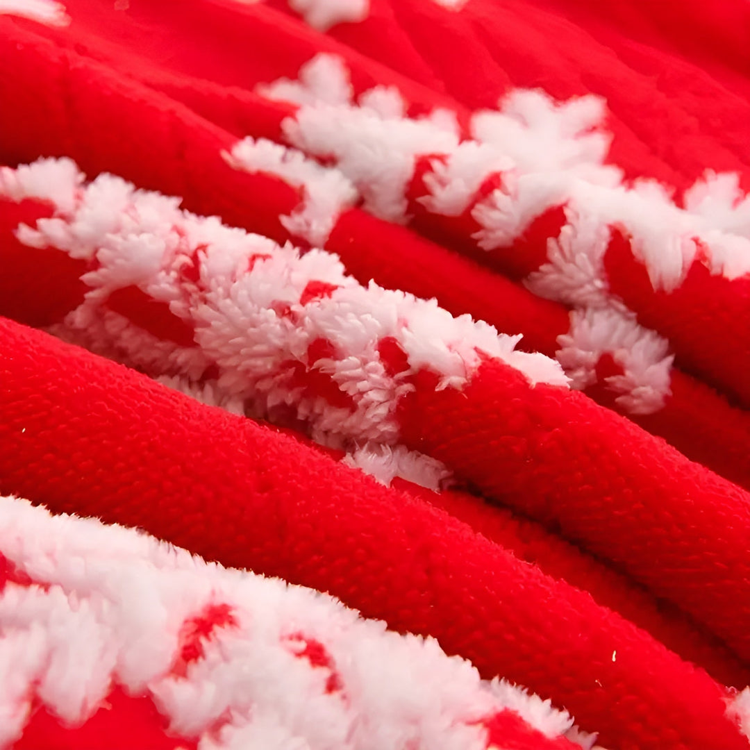 Koselig og mykt fleece-teppe med snøfnuggmønster – komfortabelt og varmt | Perfekt til sofa og seng