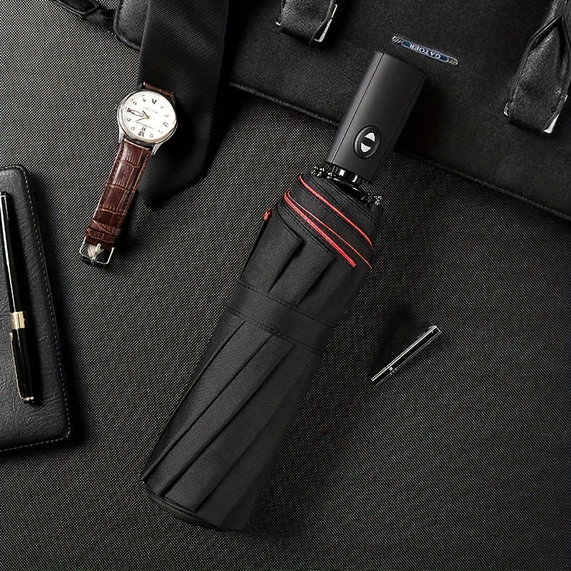 Skanto | Vindtetts reiseregns umbrellas - Robust 10-ribs ramme, Automatisk, Ekstra stort sammenleggbart design med UV-beskyttelse, Dobbelt bruk for solfylt og regnfullt vær