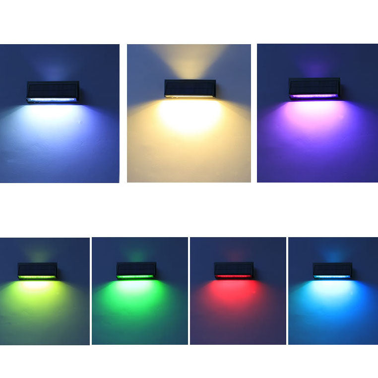 Utendørs solbelyst vanntett rektangulær skrå LED terrassevegglampe | Skanto