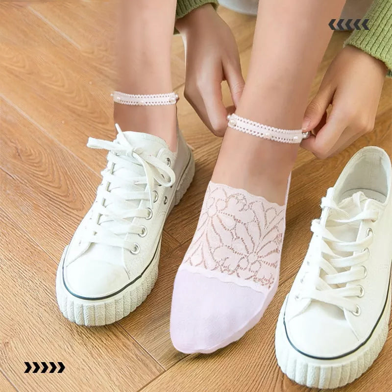 Skanto | Elegant Pearl Lace Sokker