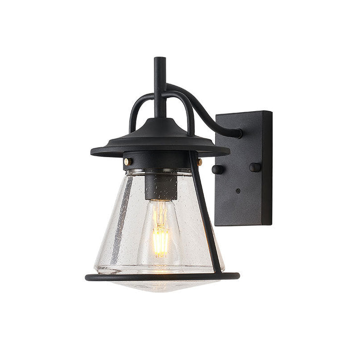 Vanntett Glass Cone Shade 1-Lys Utendørs Vegglampe | Skanto