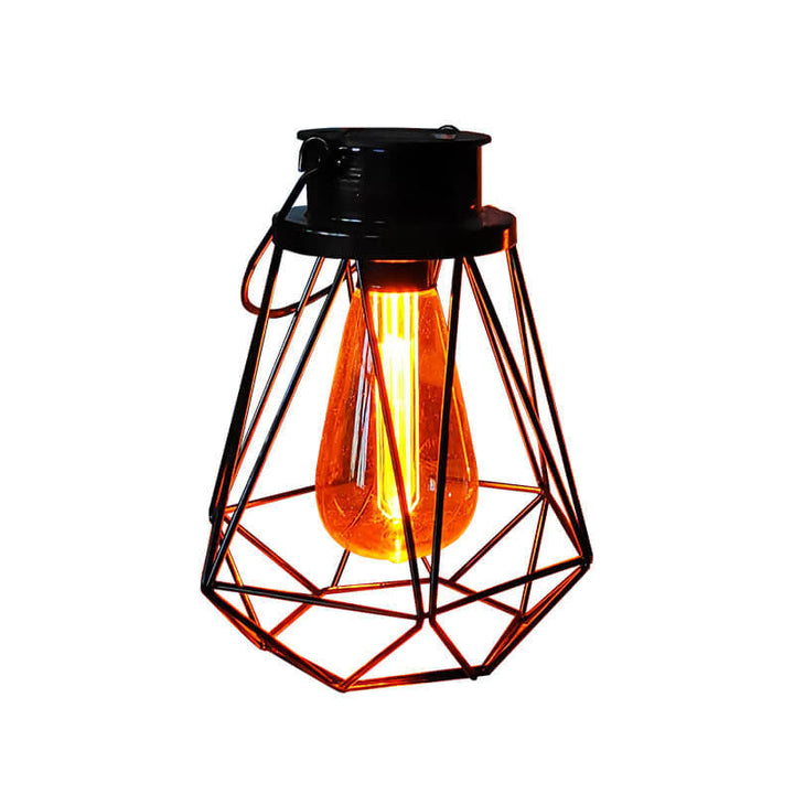 Solare Retro Jern Lanterne Geometri LED Dekorativ Utendørs Landskapslys | Skanto