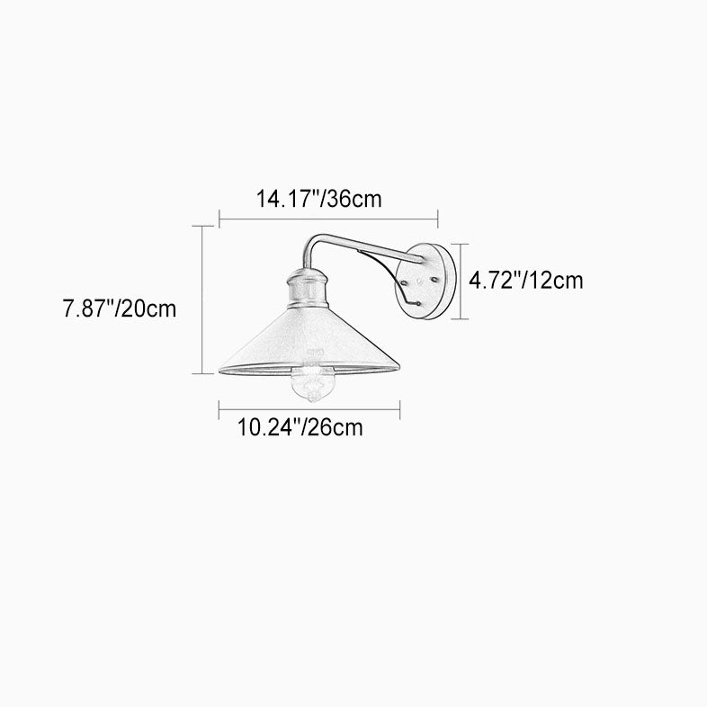 Moderne Minimalistisk Kjegle Jern 1-Lys Vegglampe For Utendørs Patio | Skanto