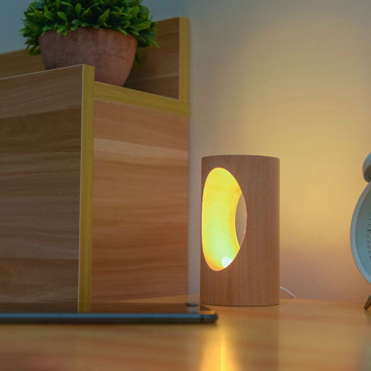 Skanto | Japansk heltre rektangulær søyle LED nattlampe USB bordlampe