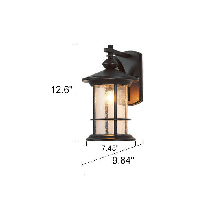 Industriell vintage vegglampe med bobleglassøyle, 1 lyskilde, vanntett, for utendørs bruk
