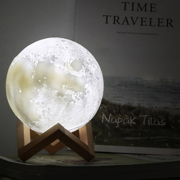 Skanto | Kreativ Mini Oppladbar 3D Utskrevet Måne 1-Lys LED Bordlampe