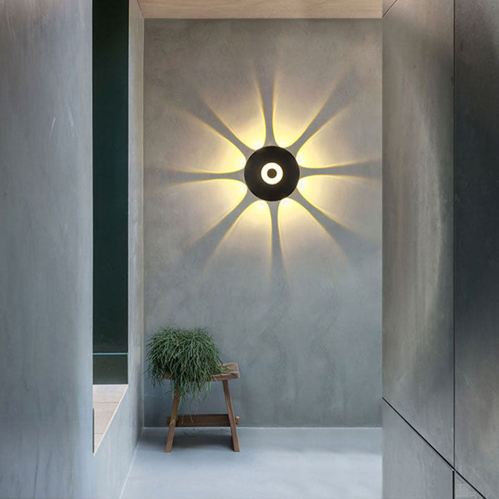 Moderne skandinavisk aluminium rund skjerm LED vegglampe for utendørs patio | Skanto