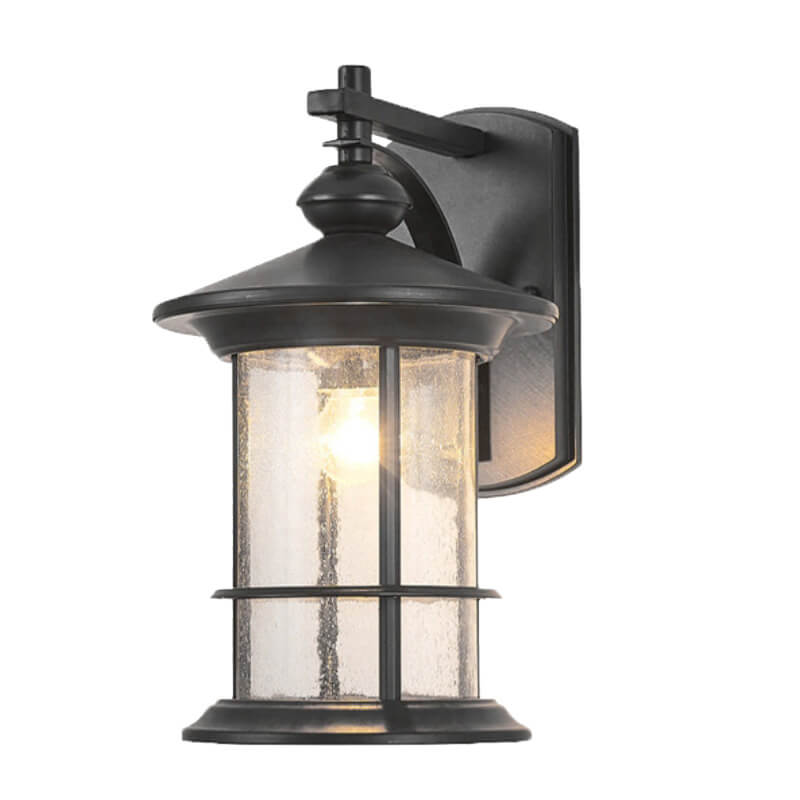 Industriell vintage vegglampe med bobleglassøyle, 1 lyskilde, vanntett, for utendørs bruk