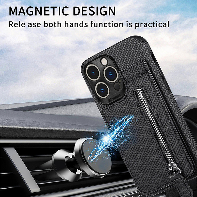 Skanto | Magnetisk glidelås lommebokdeksel med kredittkortholder for iPhone