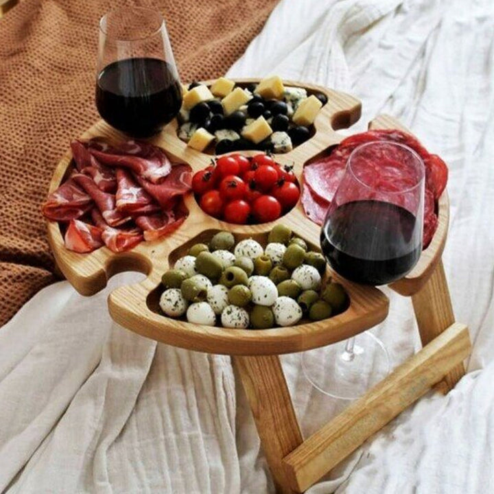 Tremini Utendørs Sammenleggbart Picnicbord - Med Glassholder | Skanto