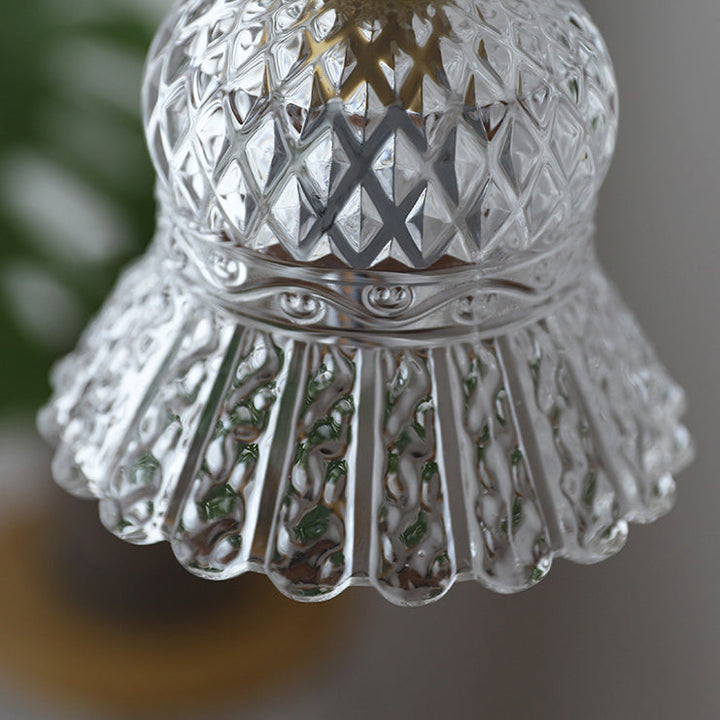 Skanto | Tradisjonell Fransk Messing Ruter Glass Blomst Form 1-Lys Pendellampe For Stue