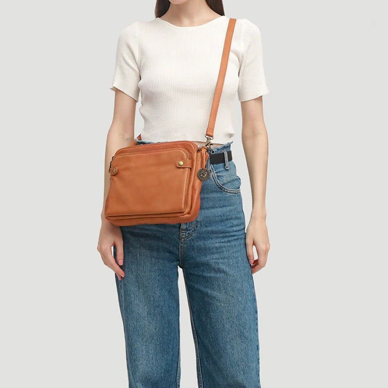 Skanto | Tre-lags lær crossover skulder- og clutch-veske