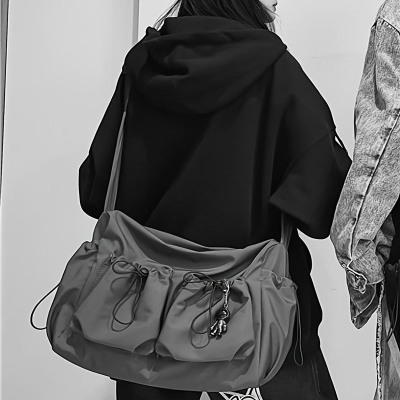 Skanto | UrbanLiner Nylon Messengerbag – Svart skulderveske med glidelås for daglig bruk