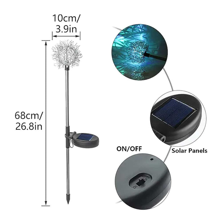 Solar LED Hage Lys (2 stk) Løvetann Design med Spike | Skanto