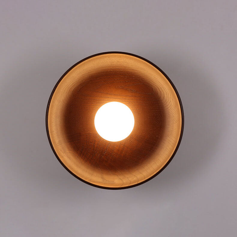 Skanto | Modern Minimalist Rund Skive Solid Tre 1-Lykt Vegglampe
