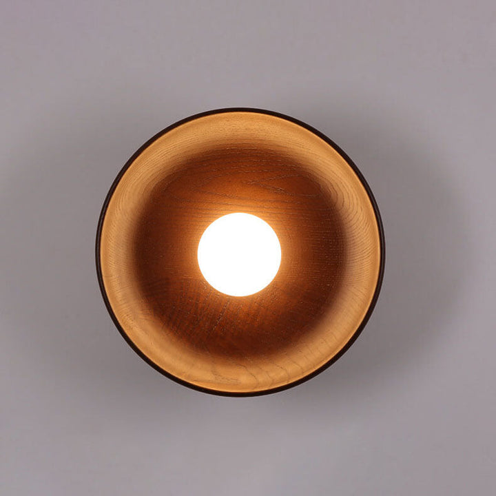 Skanto | Modern Minimalist Rund Skive Solid Tre 1-Lykt Vegglampe