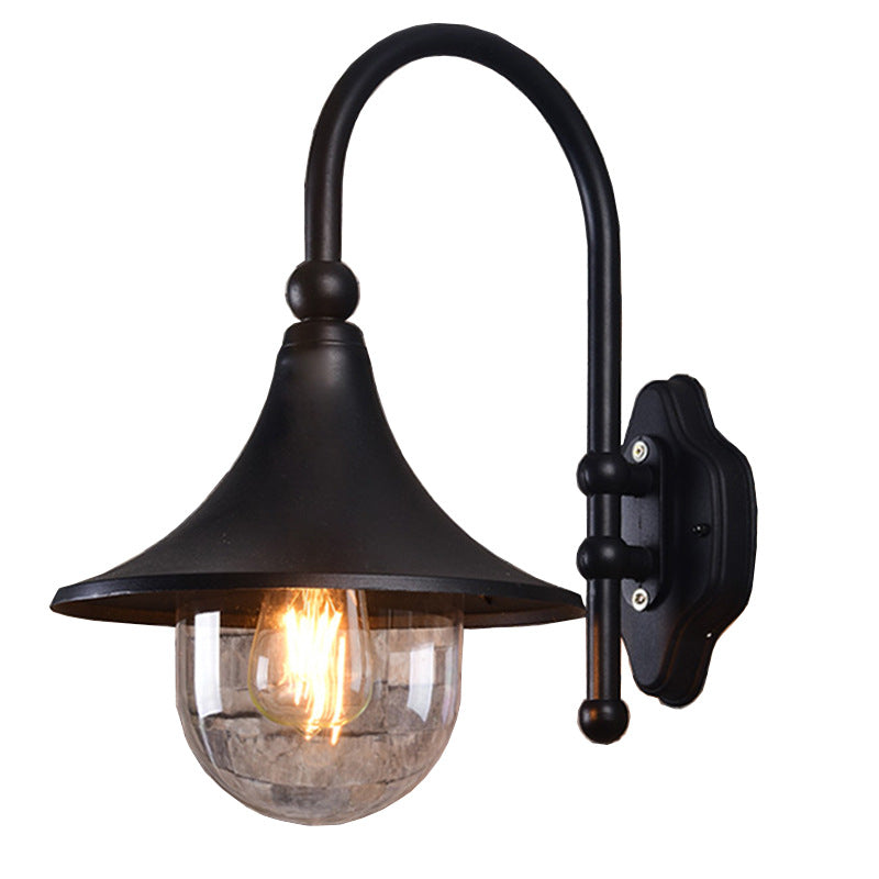 Retro-minimalistisk, vanntett trompetformet vegglampe med én lyskilde