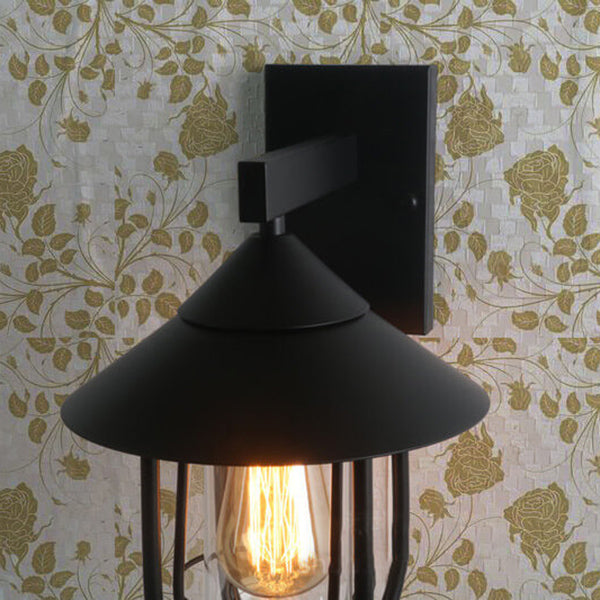 Vintage industriell jern lanterne innendørs utendørs 1-lys vegglampe | Skanto