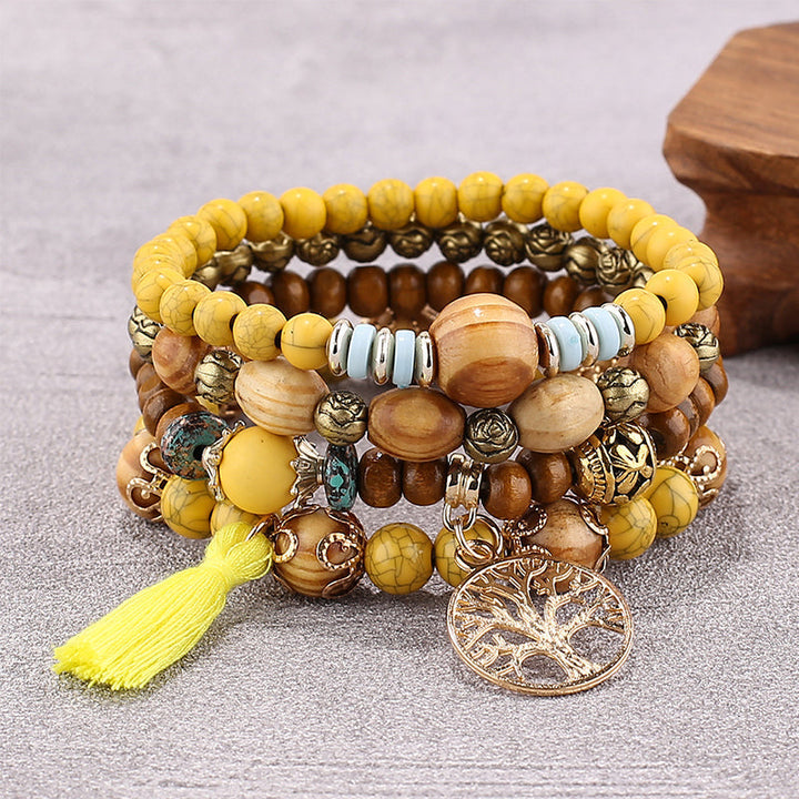 Skanto | Boho Flersjiktet Tresmykke Armbånd