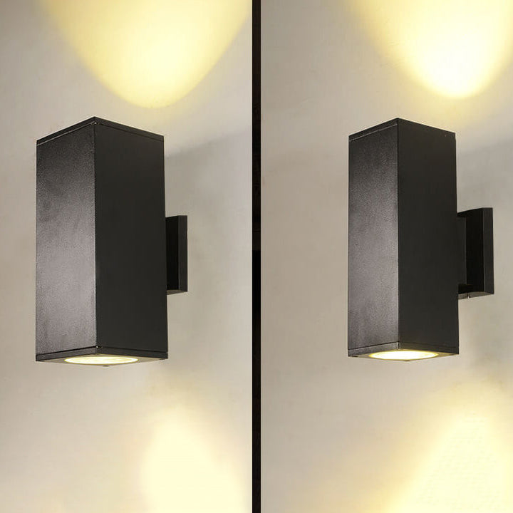 Firkantet LED-vegglampe for utendørs bruk, vanntett