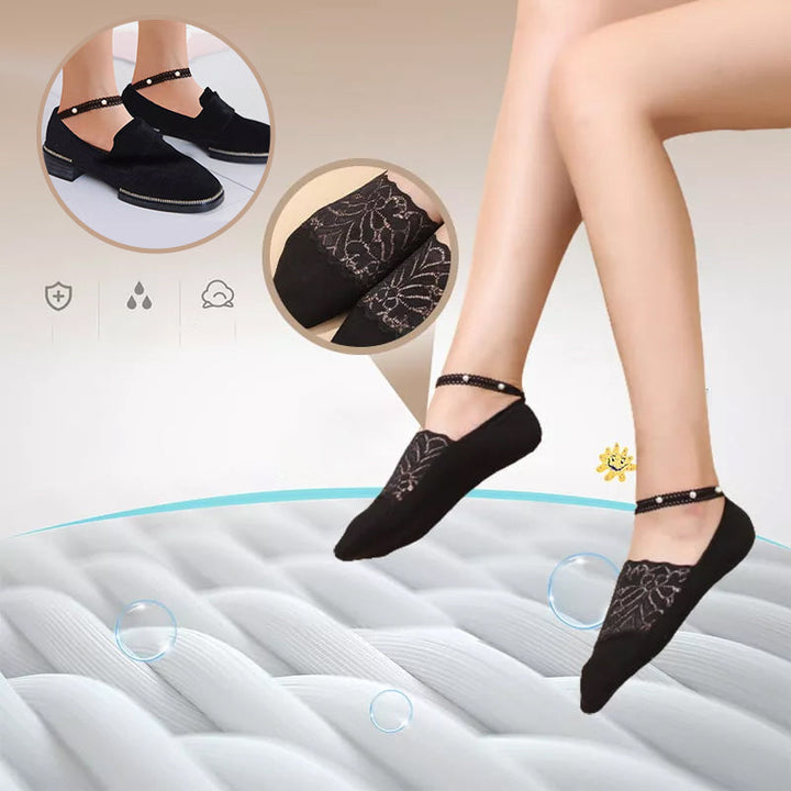 Skanto | Elegant Pearl Lace Sokker