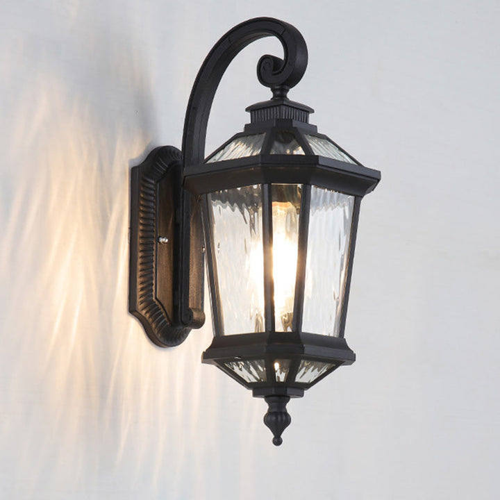 Tradisjonell europeisk vanntett aluminium glass oktagon sylinder 1-lykt vegglampe for hage | Skanto