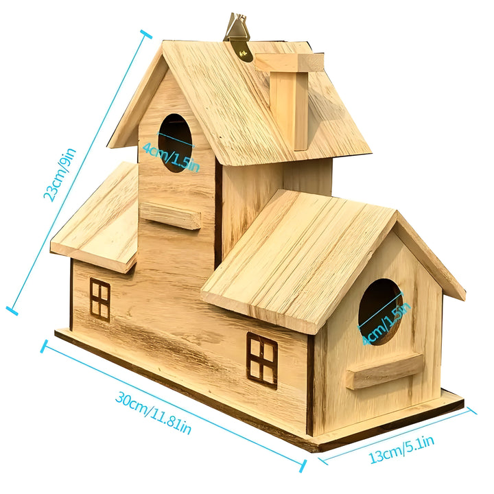 WoodlandBird Hus- Tre Hulls Hengefuglehus med 3-Hull | Skanto