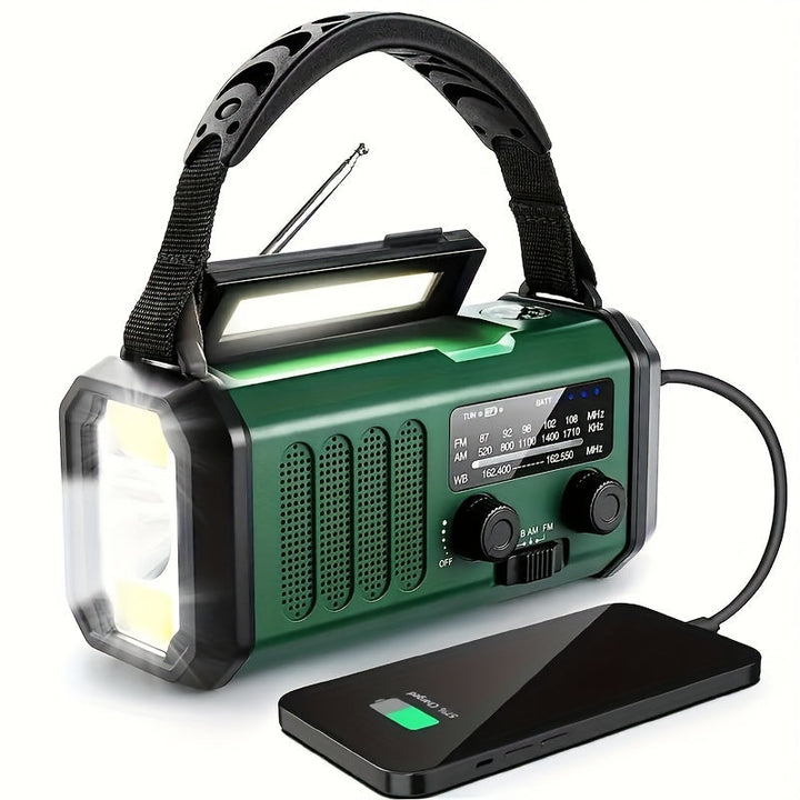 Skanto | Sol nød radio med power bank – sveiv radio med LED lys for camping & utendørs
