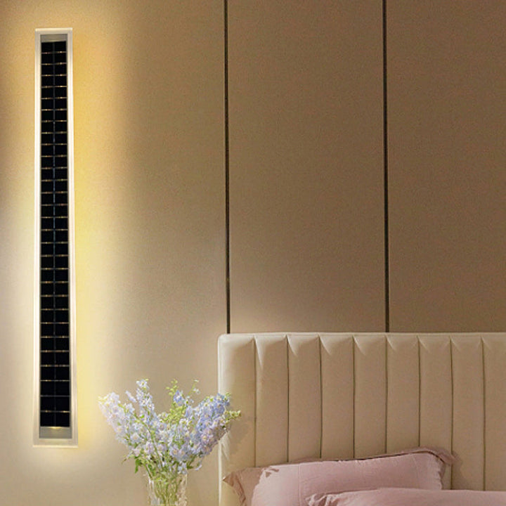 Minimalistisk rektangulær LED-vegglampe for utendørs bruk, vanntett, med solcellefunksjon, for terrasse og hage