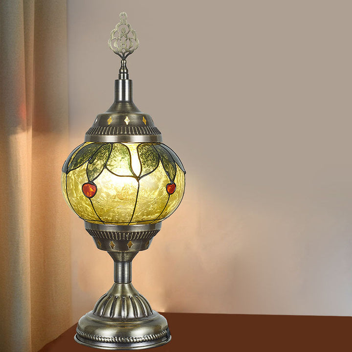 Skanto | Tradisjonell Tiffany romantisk oval jern emaljert 1-lampe bordlampe for soverommet