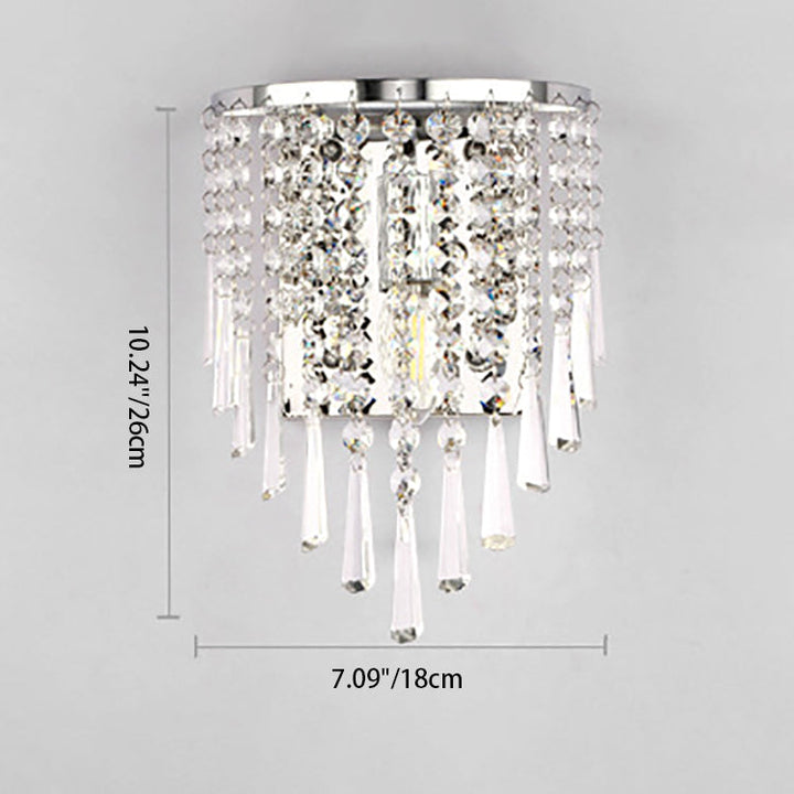 Skanto | Moderne Luksus Semi-Rund Octagonal Perle Rustfritt Stål Krystall 1-lys Vegglampe for Stue