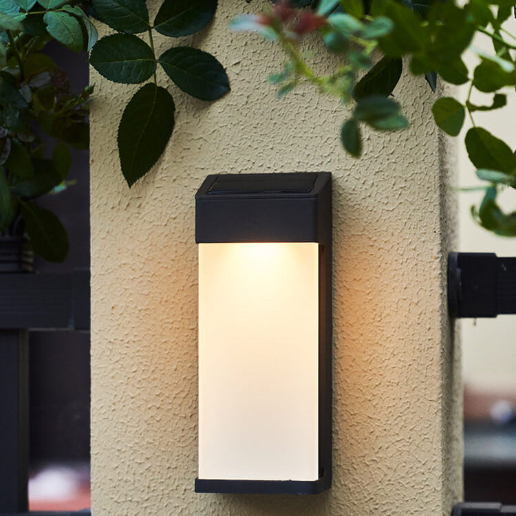 Solar Square Frosted Glass Vanntett Utendørs LED Vegglampe | Skanto