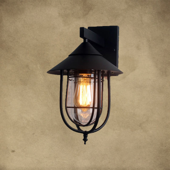 Vintage industriell vegglampe i jern for innendørs og utendørs bruk, 1 lyspære