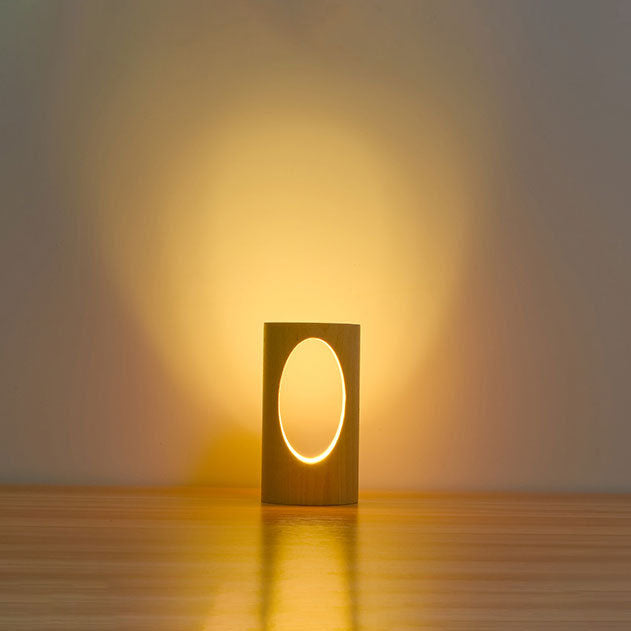 Skanto | Japansk heltre rektangulær søyle LED nattlampe USB bordlampe