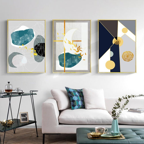 Geometriske Fargerike Design - Lerretsveggkunst Maleri