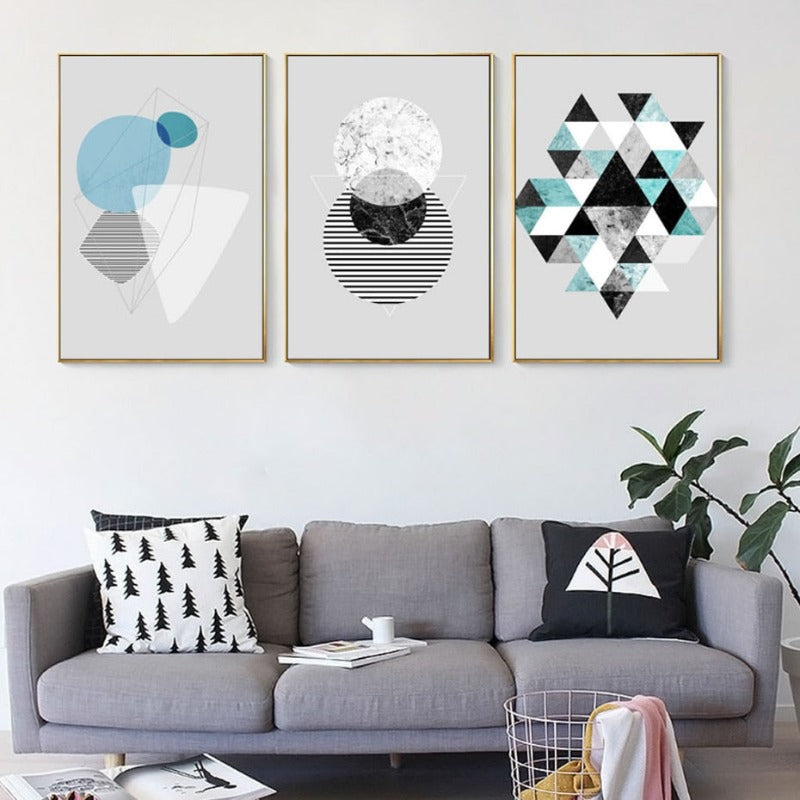 Geometrisk Kunst - Lerret Veggkunst Maleri