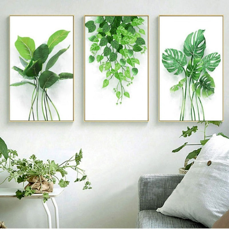 Nordic Green Refresh Minimalistiske Blader - Lerretsbilde
