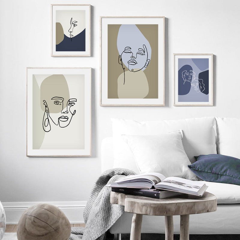 Linje Grafisk Kunst - Lerret Veggkunst Maleri