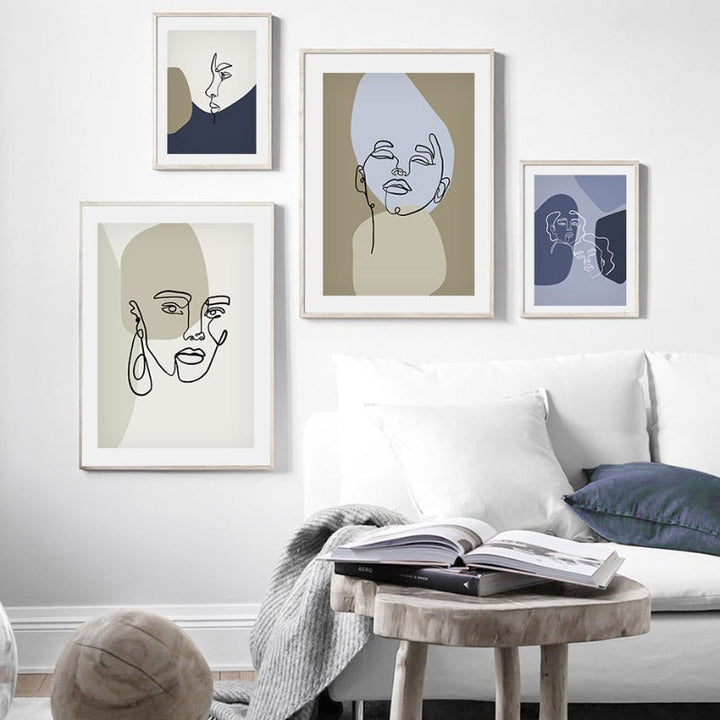 Linje Grafisk Kunst - Lerret Veggkunst Maleri