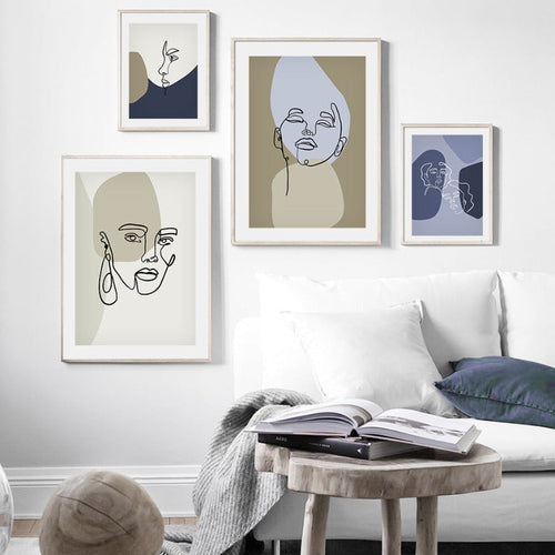 Linje Grafisk Kunst - Lerret Veggkunst Maleri